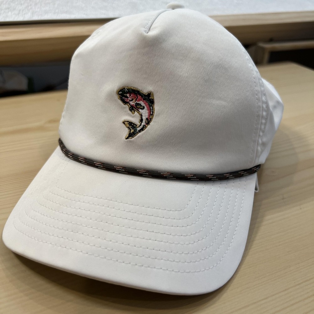 Poncho Outdoors Hat Cap Snap Back Mens One Size White Fish Rope Fishing Outdoor
